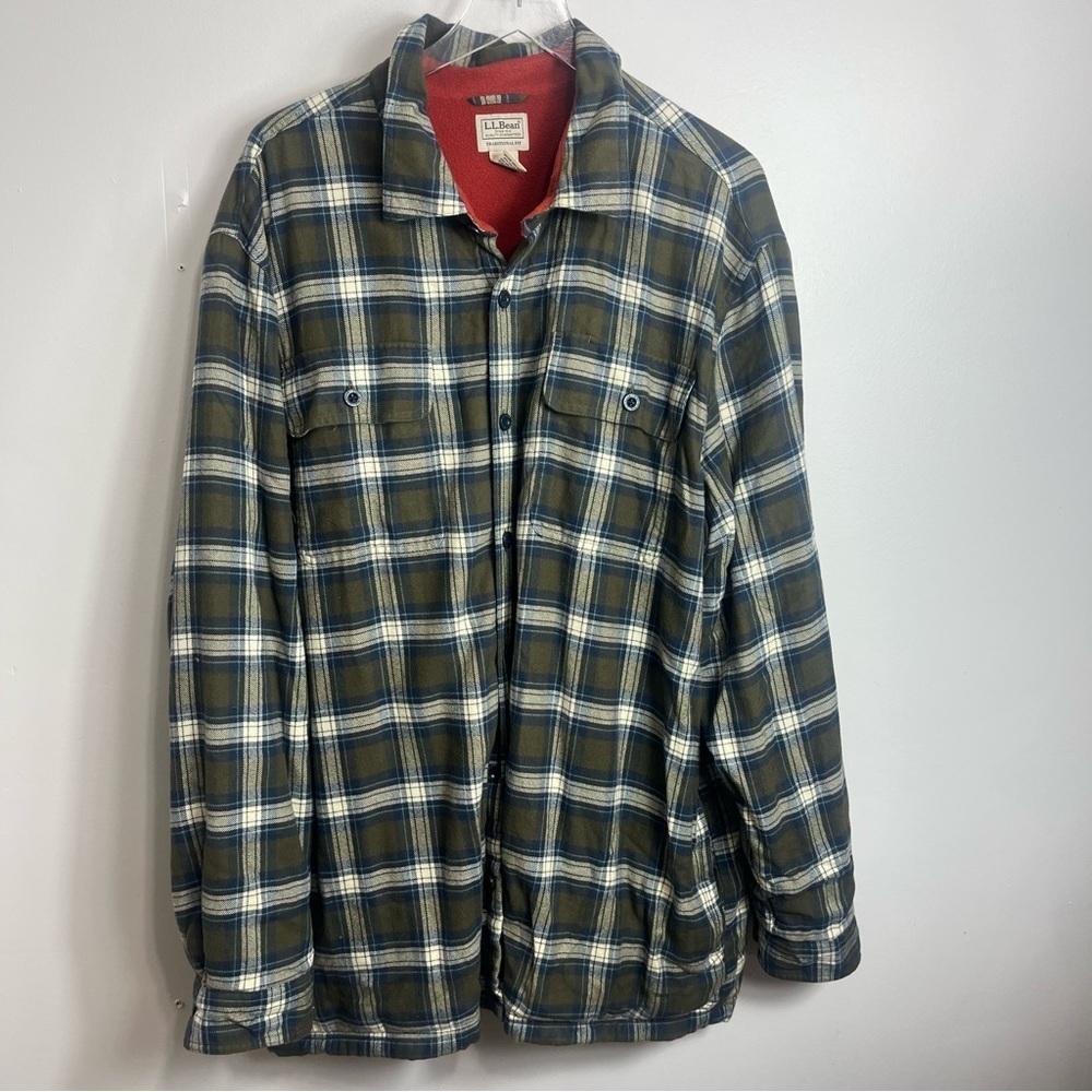 LL Bean Men's Fleece-Lined Flannel Shirt xxl